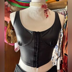 Black Faux Leather Corset Top⛓️